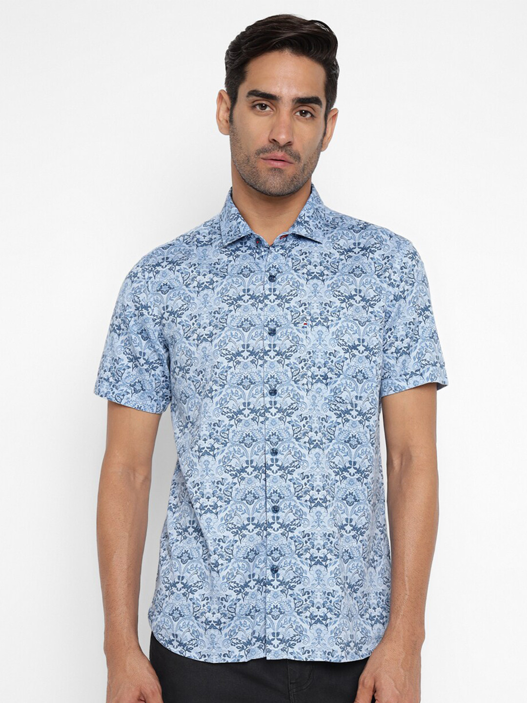 

Red Chief Slim Fit Floral Printed Cotton Casual Shirt, Blue