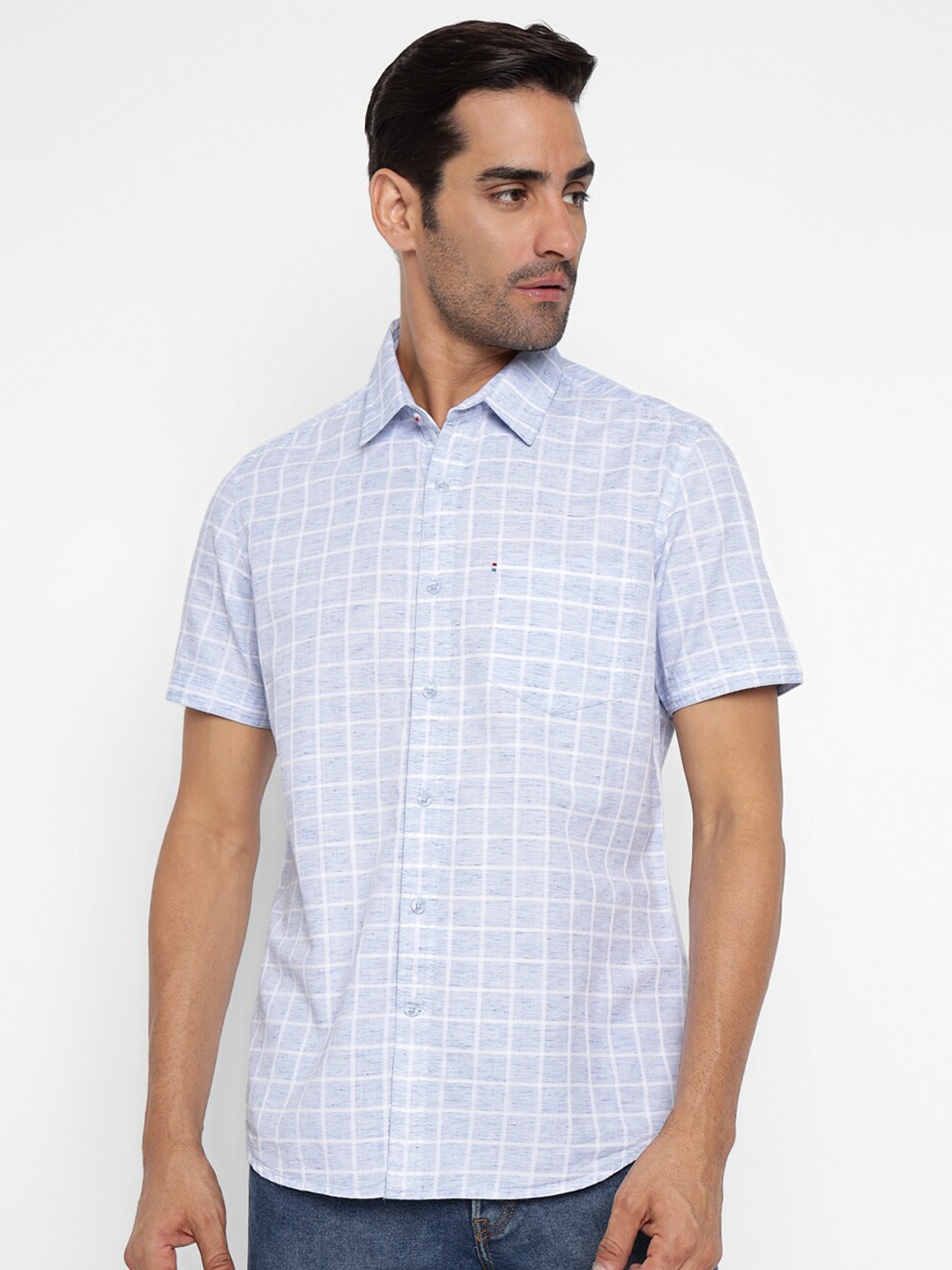 

Red Chief Slim Fit Checked Cotton Casual Shirt, Blue