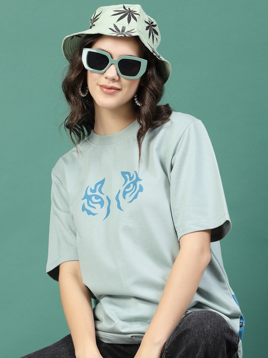 Rigo Printed Round Neck Short Sleeves Pure Cotton T-shirt, Green
