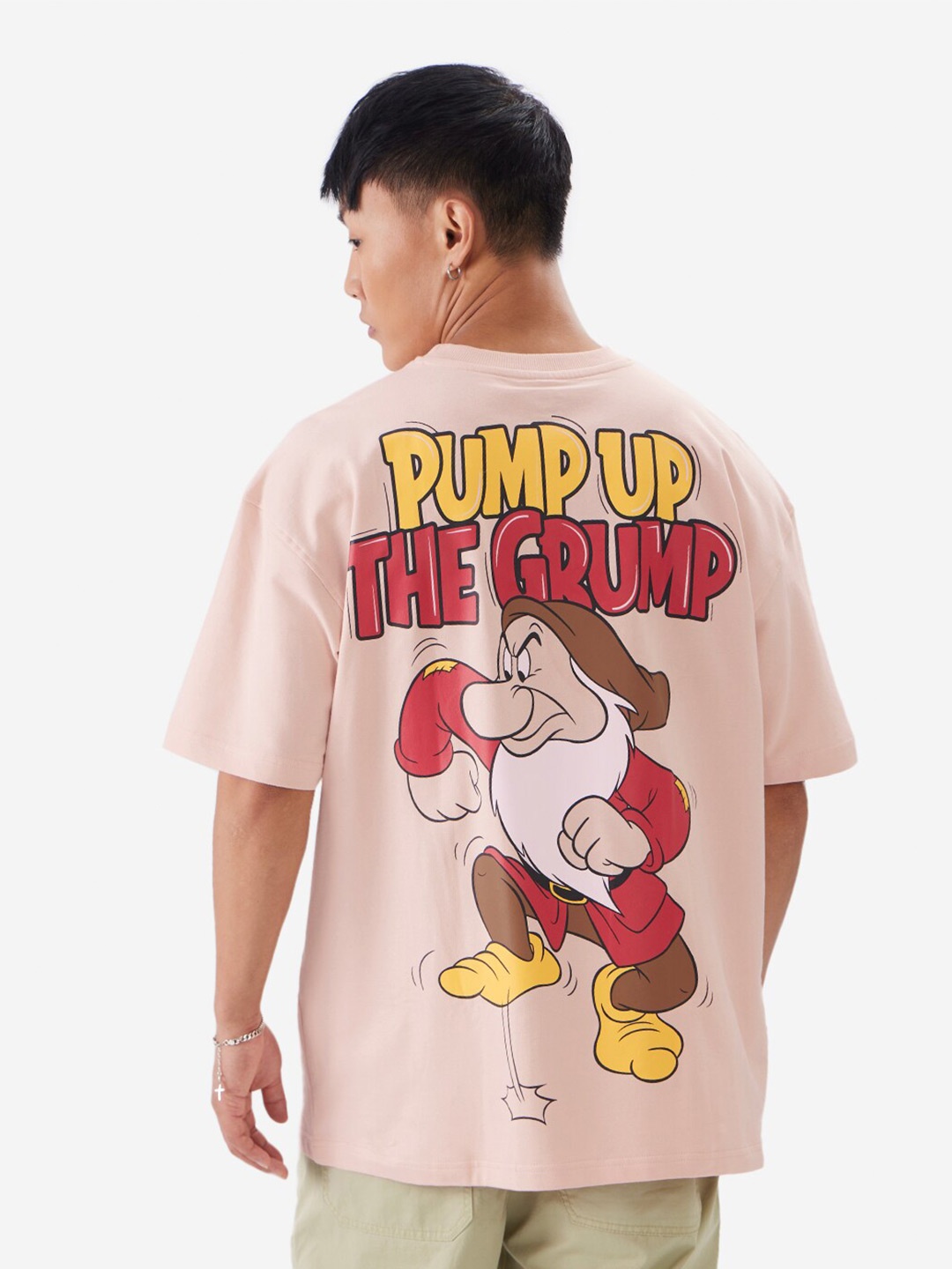 

The Souled Store Graphic Printed Cotton Oversized T-shirt, Peach