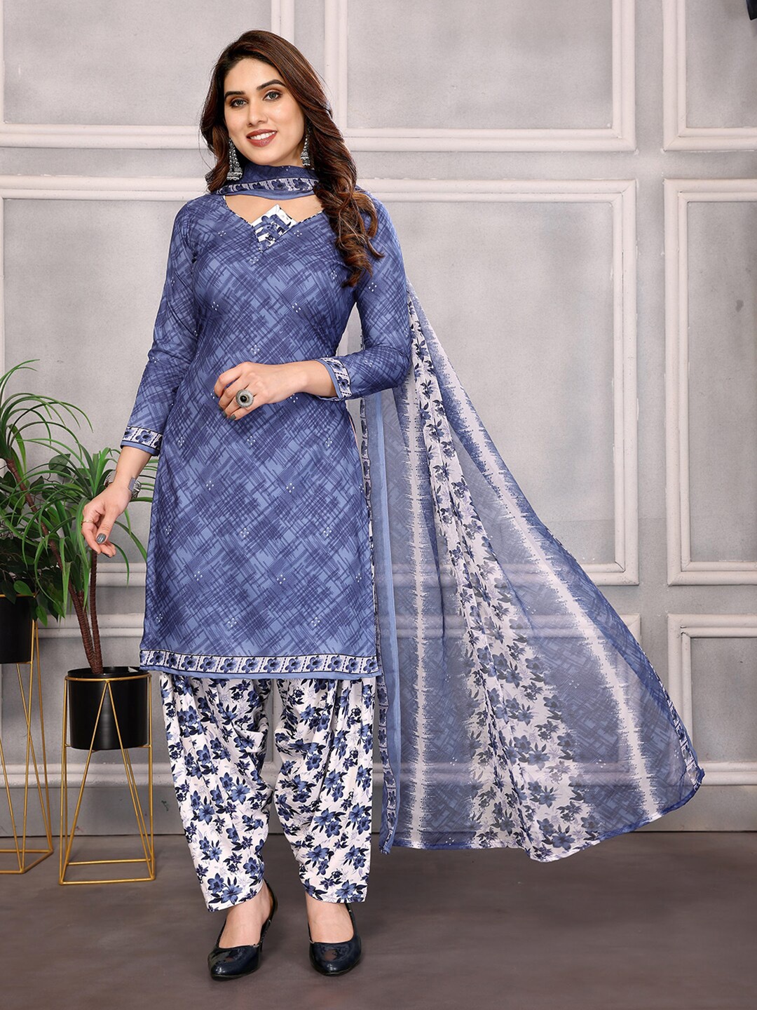 

ANAND SAREES Printed Unstitched Dress Material, Blue