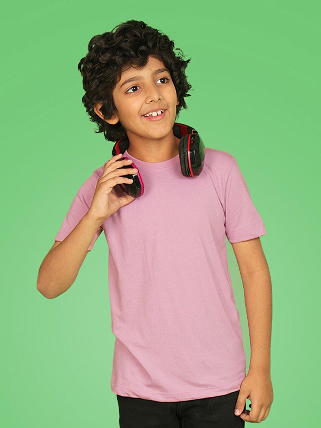 

NUSYL Boys Round Neck Cotton T-shirt, Pink