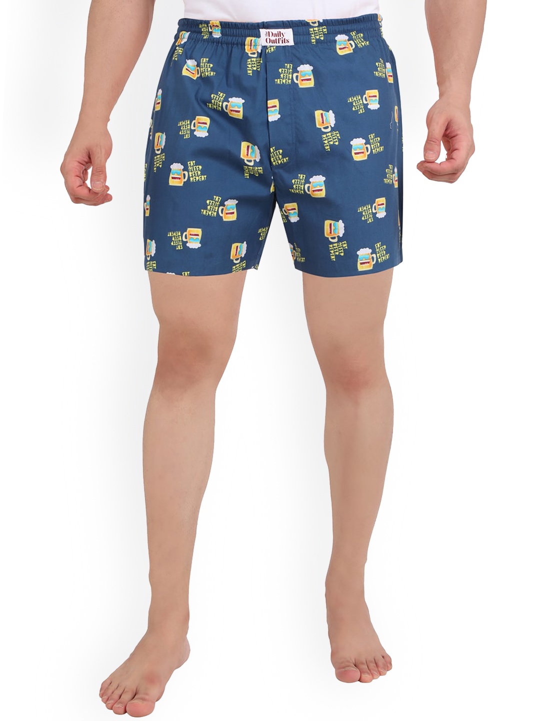 

THE DAILY OUTFITS Men Printed Pure-Cotton BoxersBEERDOBLUE-BOXER, Blue