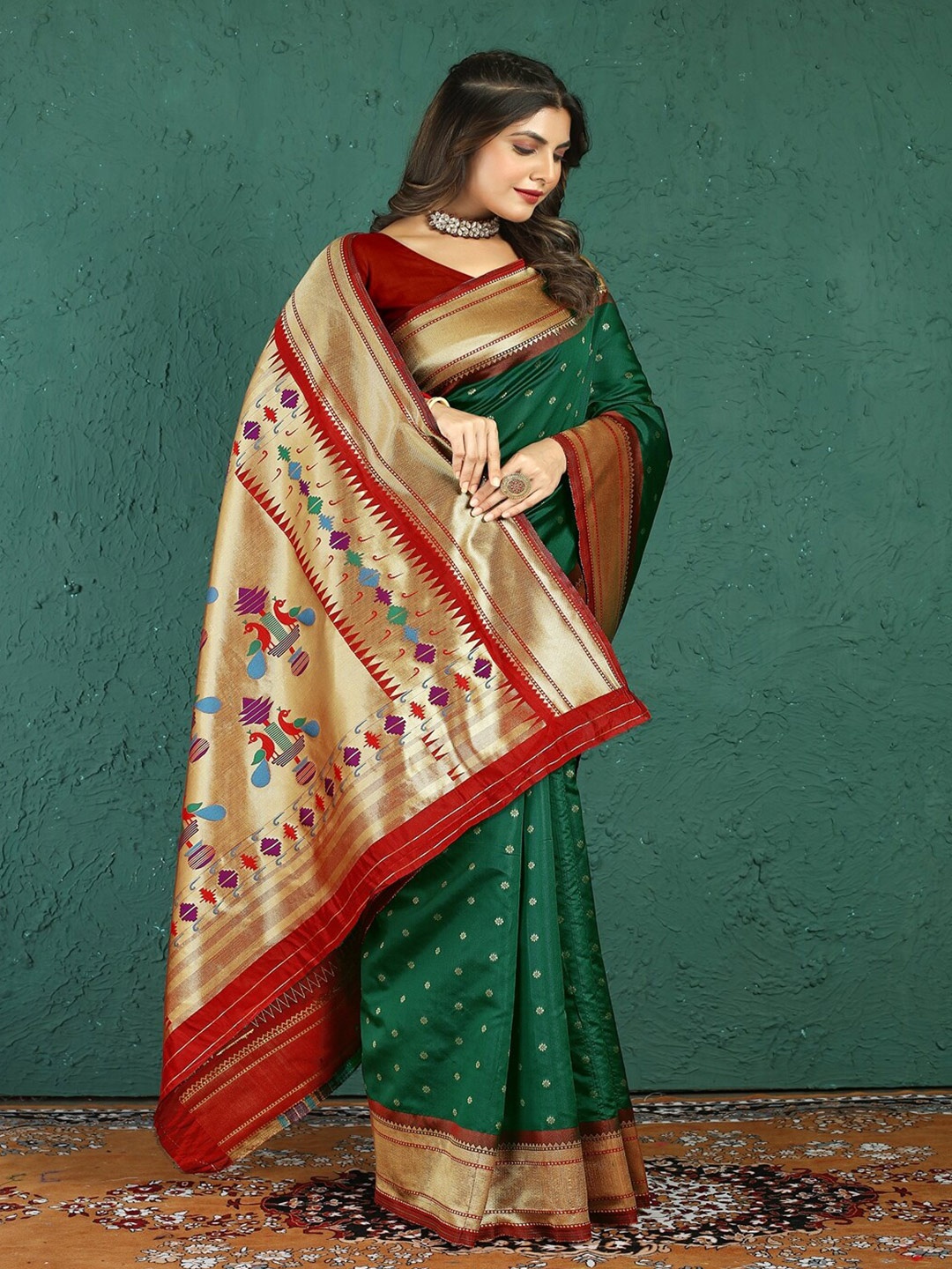 

SGF11 Woven Design Zari Art Silk Heavy Work Kanjeevaram Saree, Green