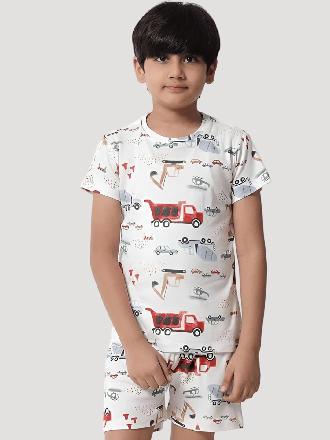 

BAESD Boys Graphic Printed Pure Cotton Night suit, White