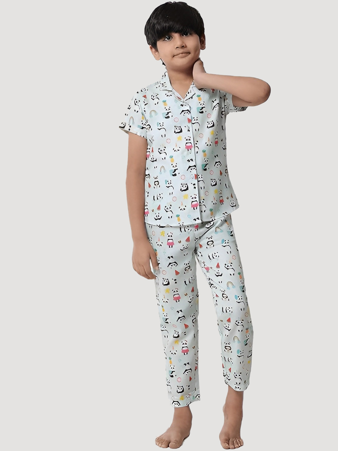 

BAESD Boys Printed Night suit, White