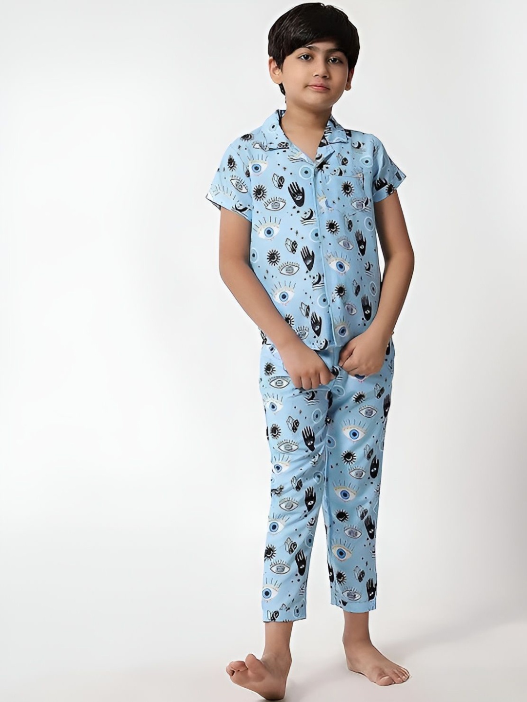 

BAESD Boys Printed Night suit, Blue