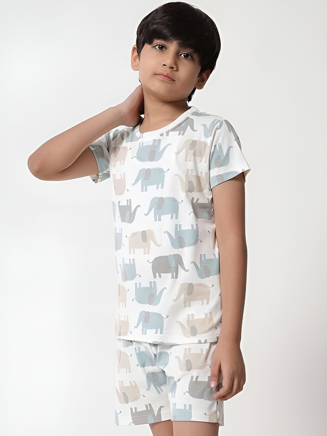 

BAESD Boys Conversational Printed Pure Cotton Night suit, White