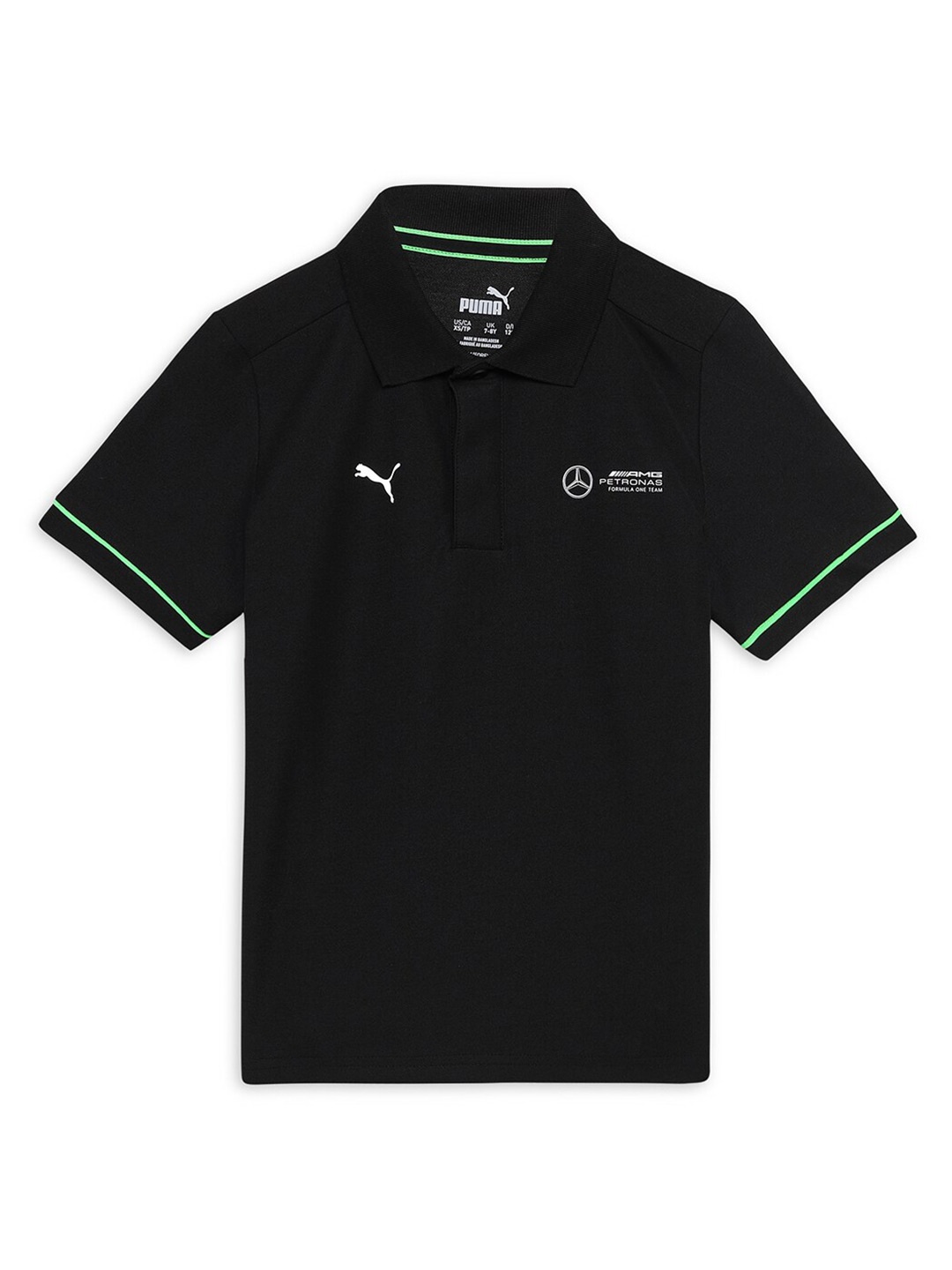 

PUMA Motorsport Mercedes-AMG PETRONAS F1 Kids Unisex Polo Collar T-shirt, Black