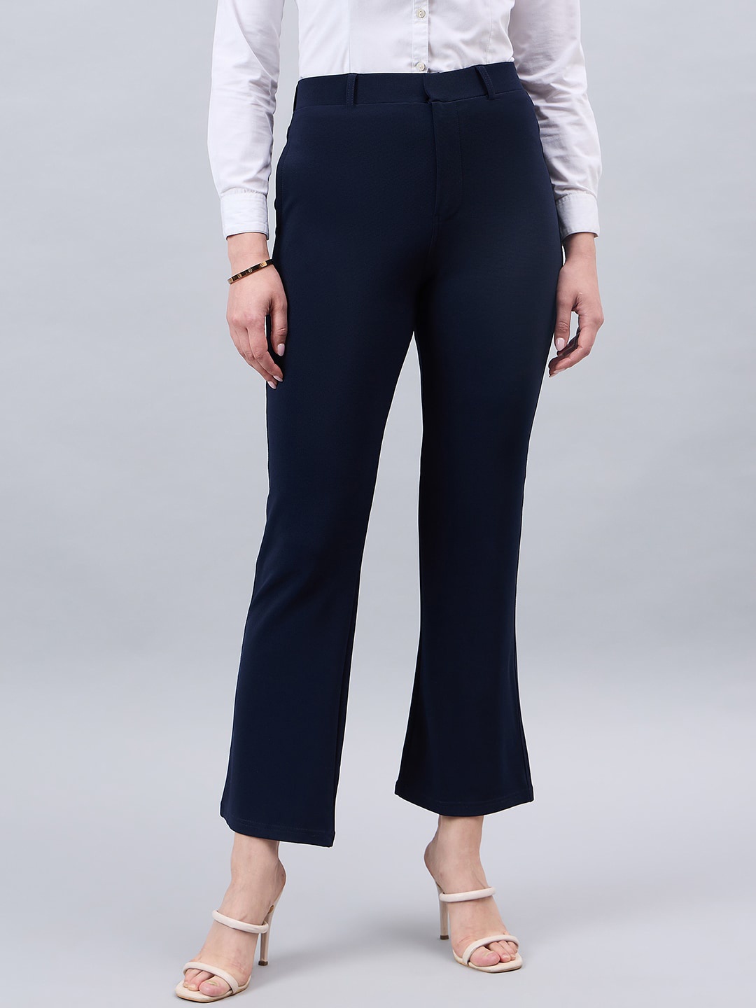 

Style Quotient Women Smart Flared Trouser, Navy blue