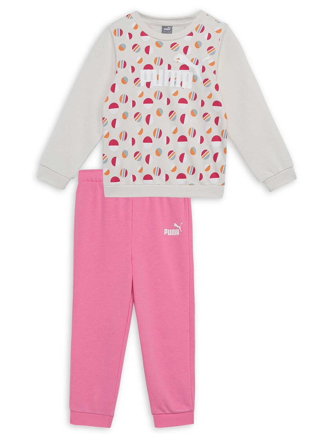 

Puma Kids Printed Sweatshirt With Joggers Clothing Set, Beige