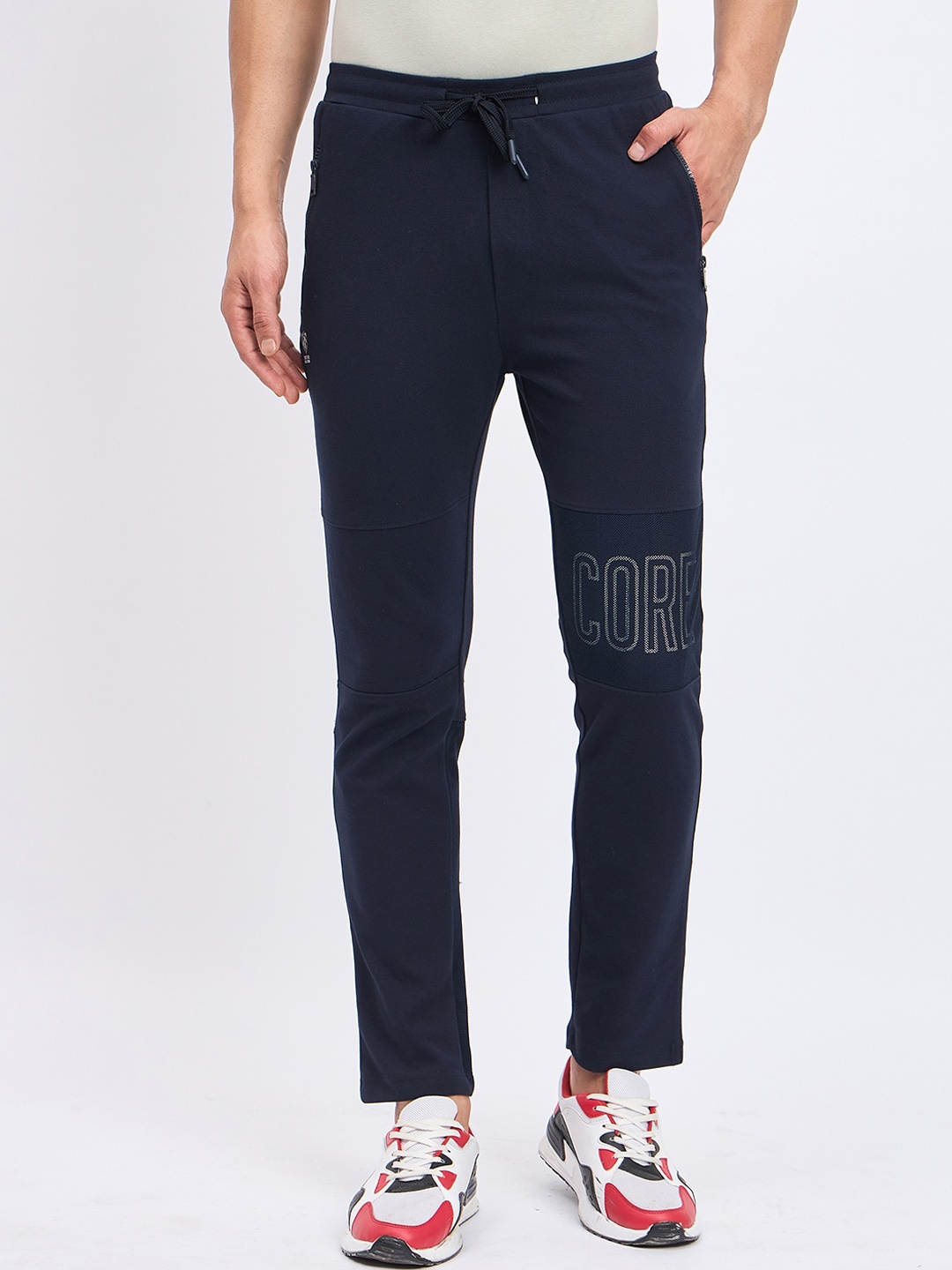 

Duke Men Cotton Relaxed Fit Mid Rise Cotton Track Pants, Navy blue