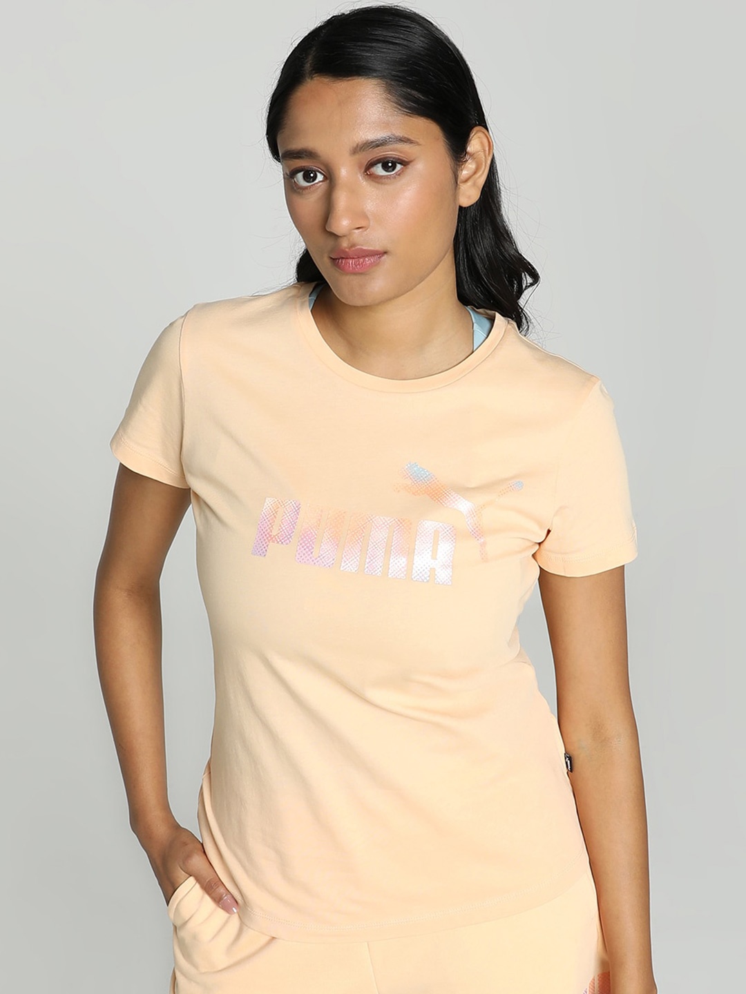 

Puma Womens ESS+ Summer Daze Round Neck Tshirt, Peach