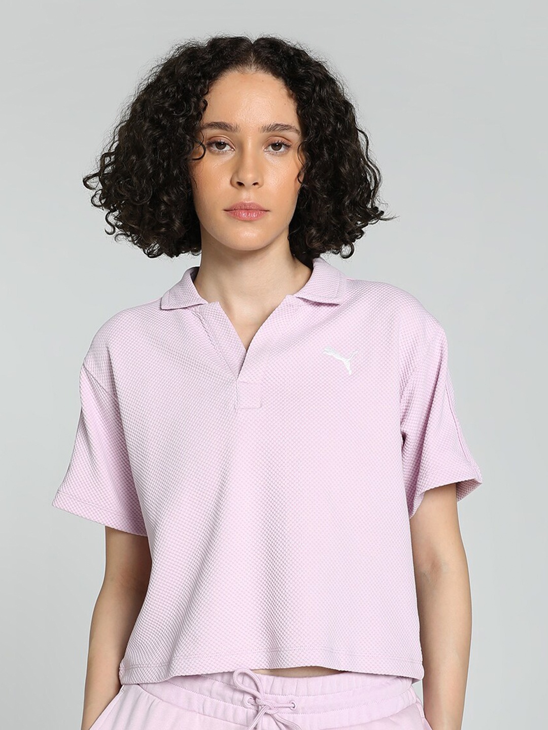 

Puma HER Relaxed Fit Polo Cotton T-Shirt, Purple