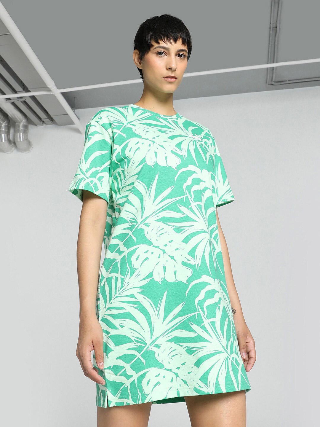 

Puma PALM RESORT Printed Cotton Relaxed Fit Dress, Green