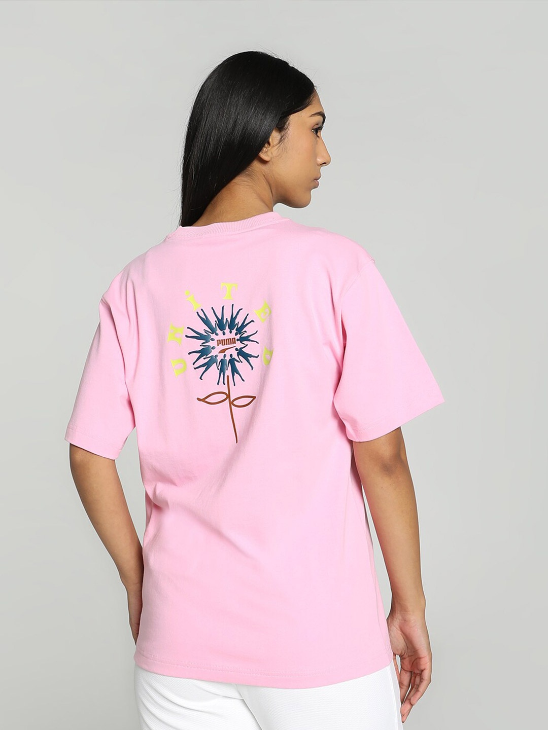 

Puma Downtown Relaxed Women Graphic Printed Round Neck T-shirt, Pink