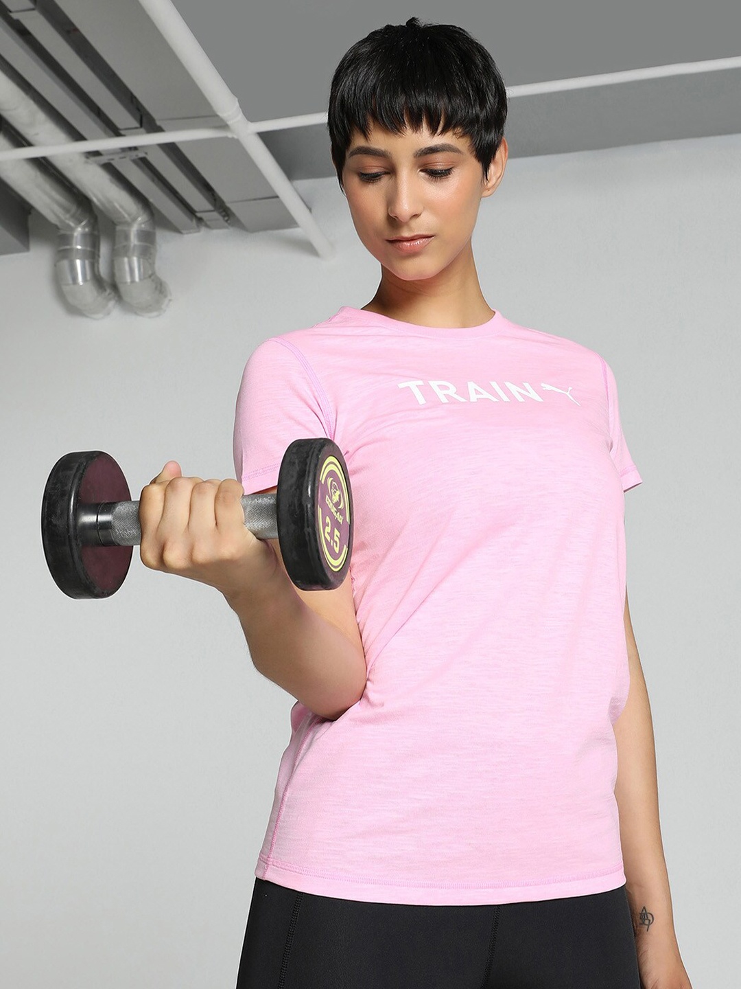 

Puma TRAIN Graphic Printed Training T-Shirt, Pink