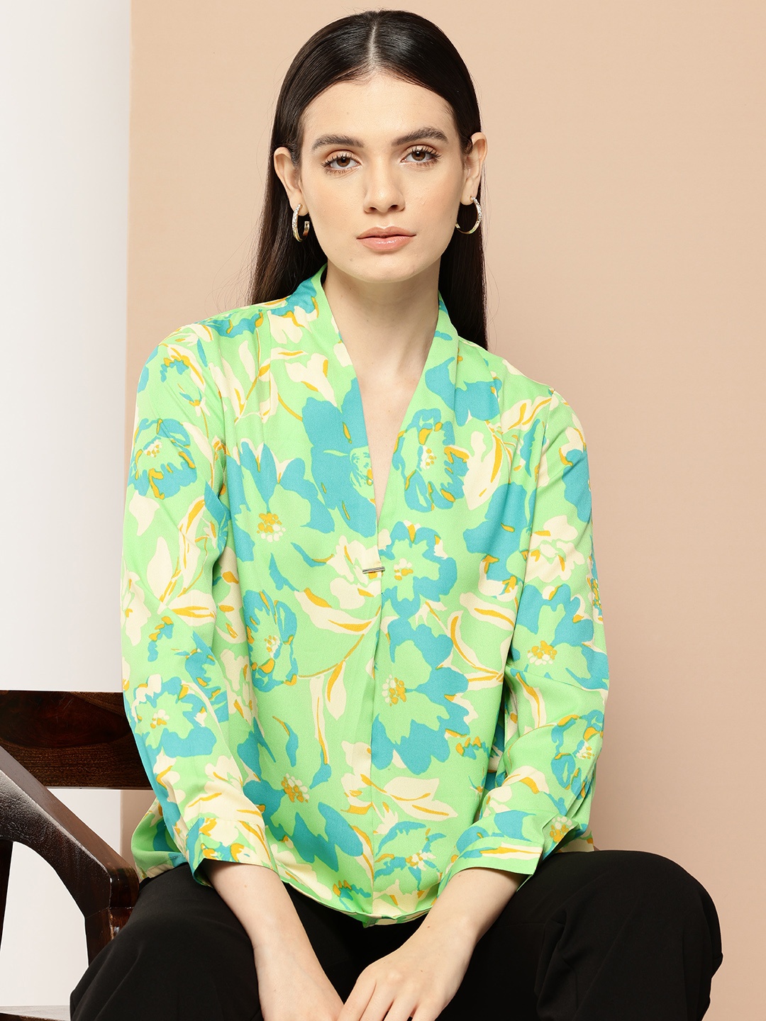 

her by invictus Floral Print Top, Lime green