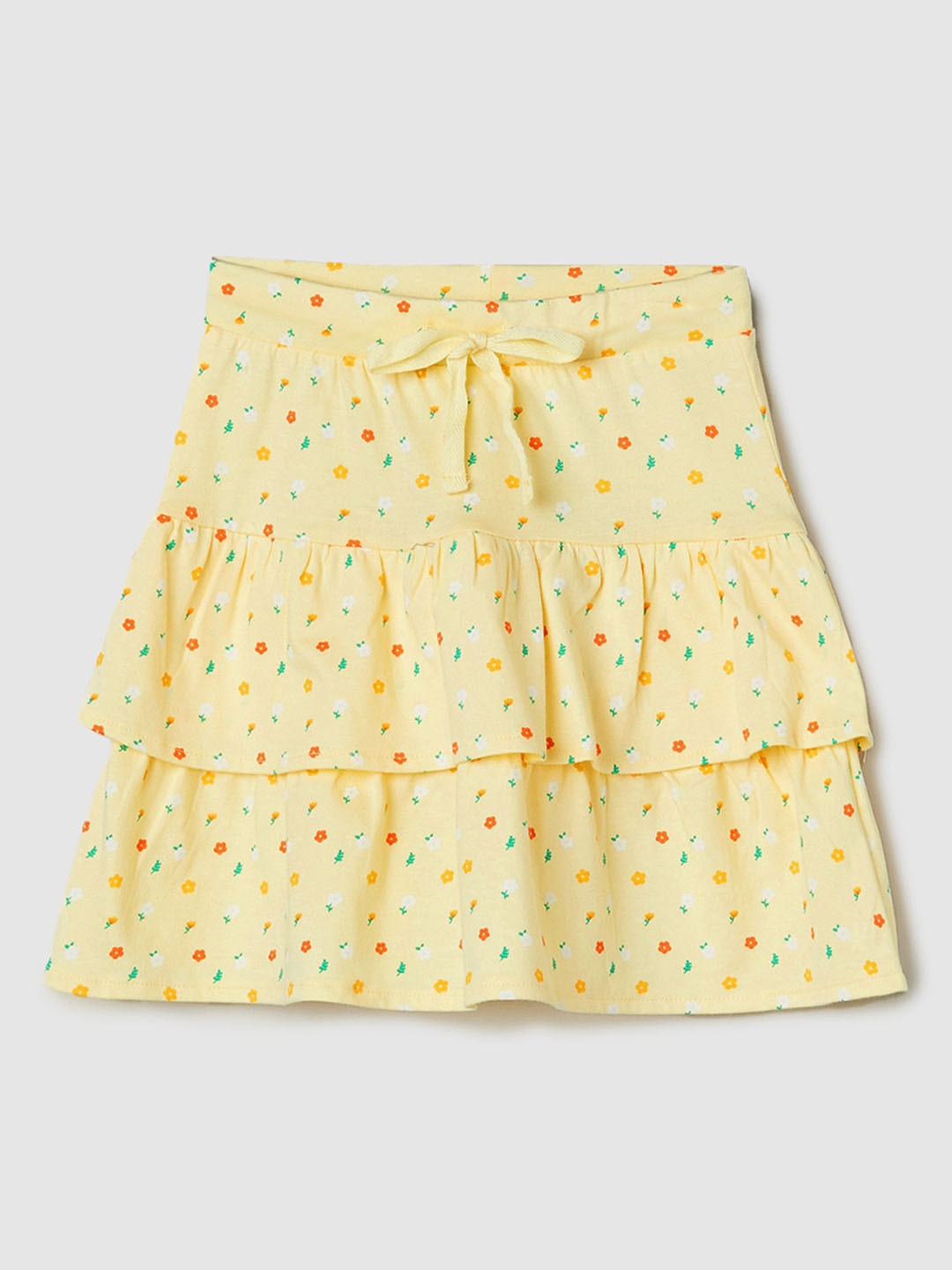 

max Girls Printed Flared Mini Skirt, Yellow