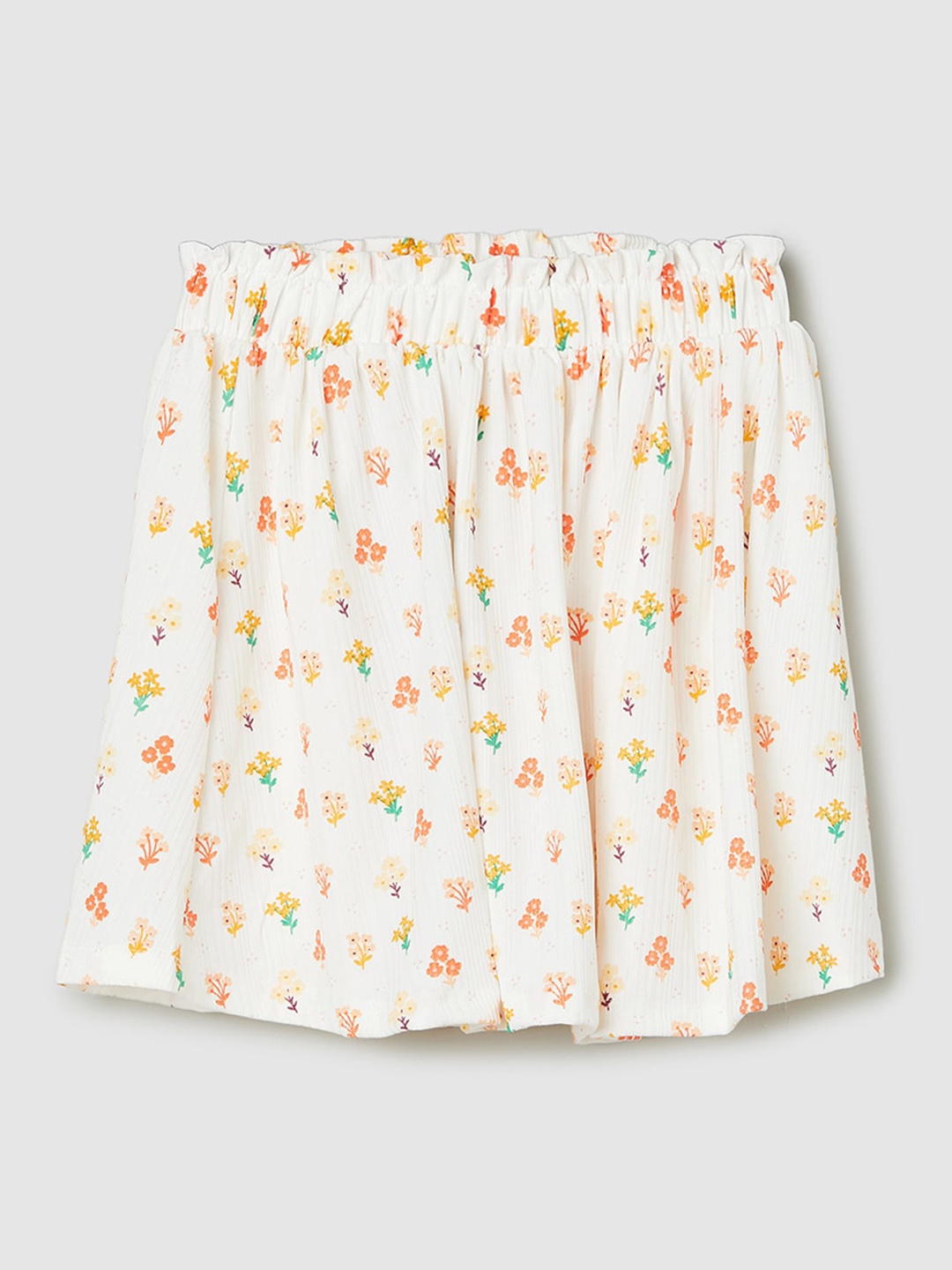 

max Girls Printed Flared Mini Skirt, White