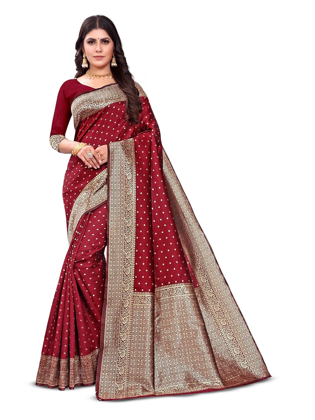 

DIVASTRI Woven Design Pure Silk Saree, Maroon