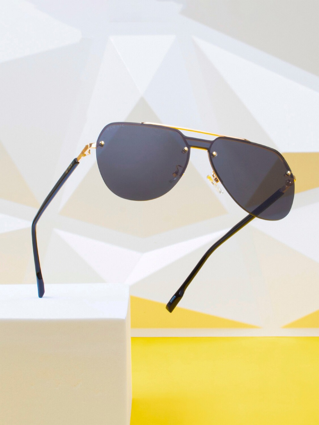 

Ted Smith Unisex Aviator Sunglasses with UV Protected Lens BILLIE_C1, Black