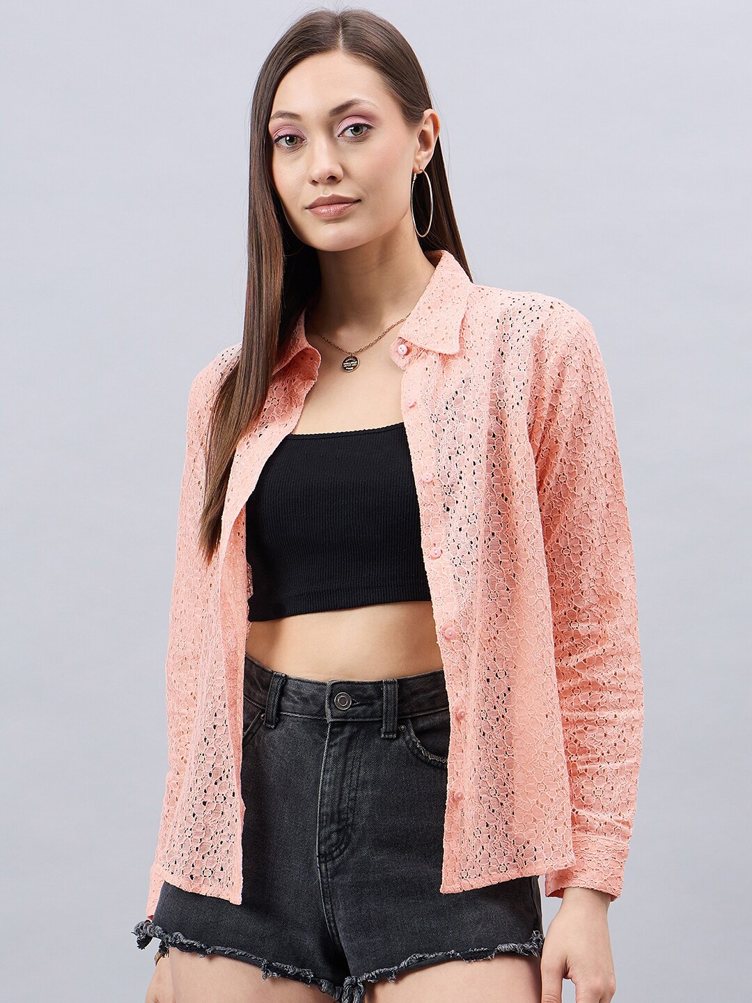 

Style Quotient Smart Sheer Cotton Casual Shirt, Nude