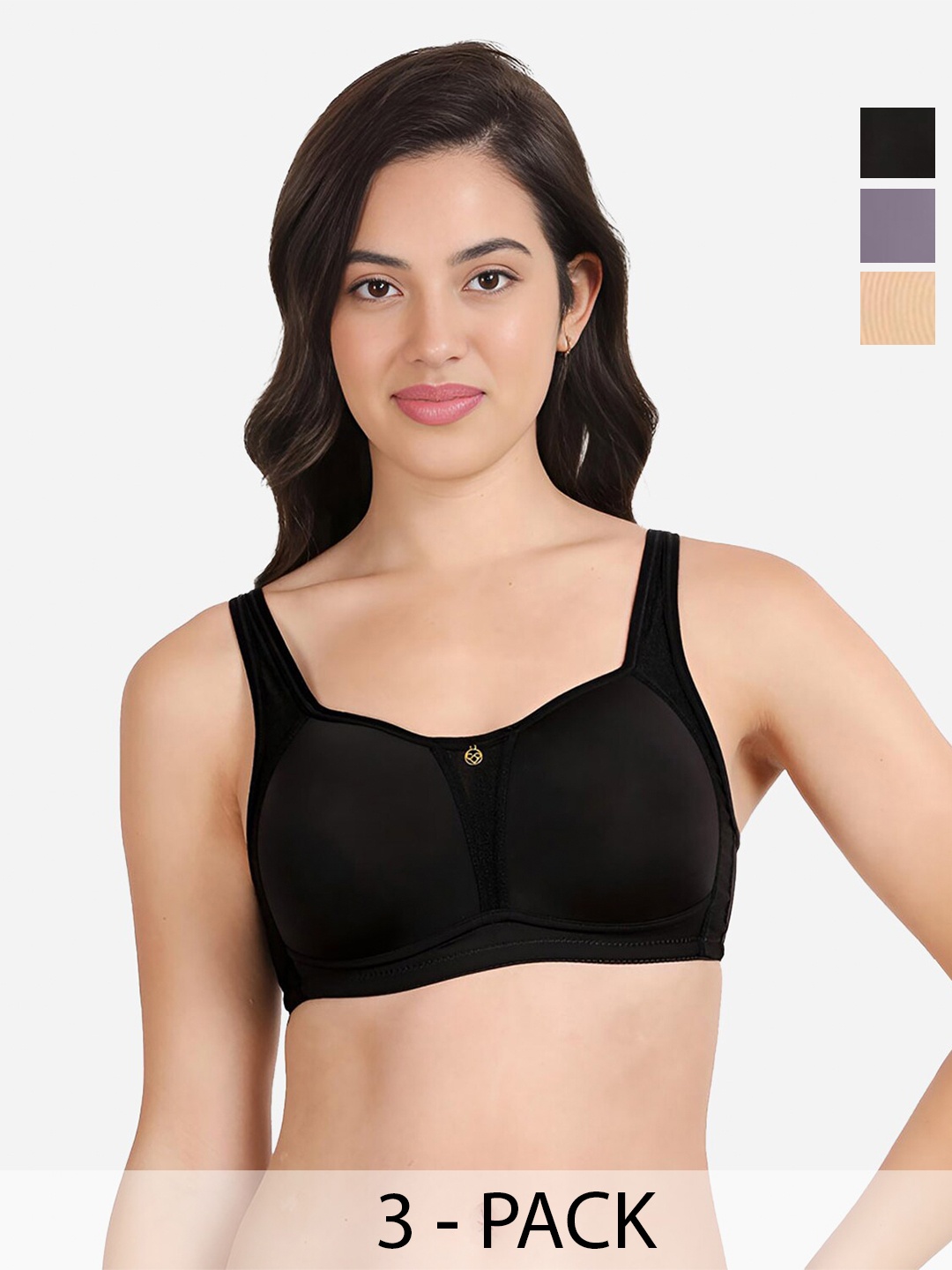 

shyaway Pack of 3 Women Solid Full Coverage Lightly Padded Bra, Black