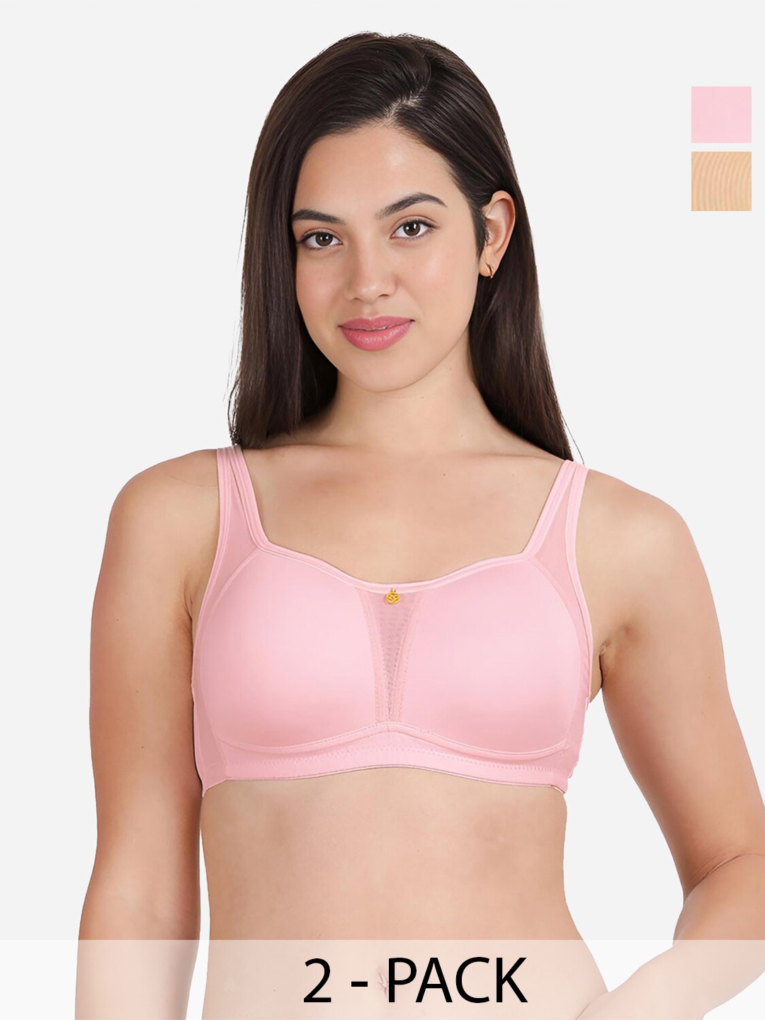 

shyaway Pack of 2 Women Solid Full Coverage Lightly Padded Bra, Beige