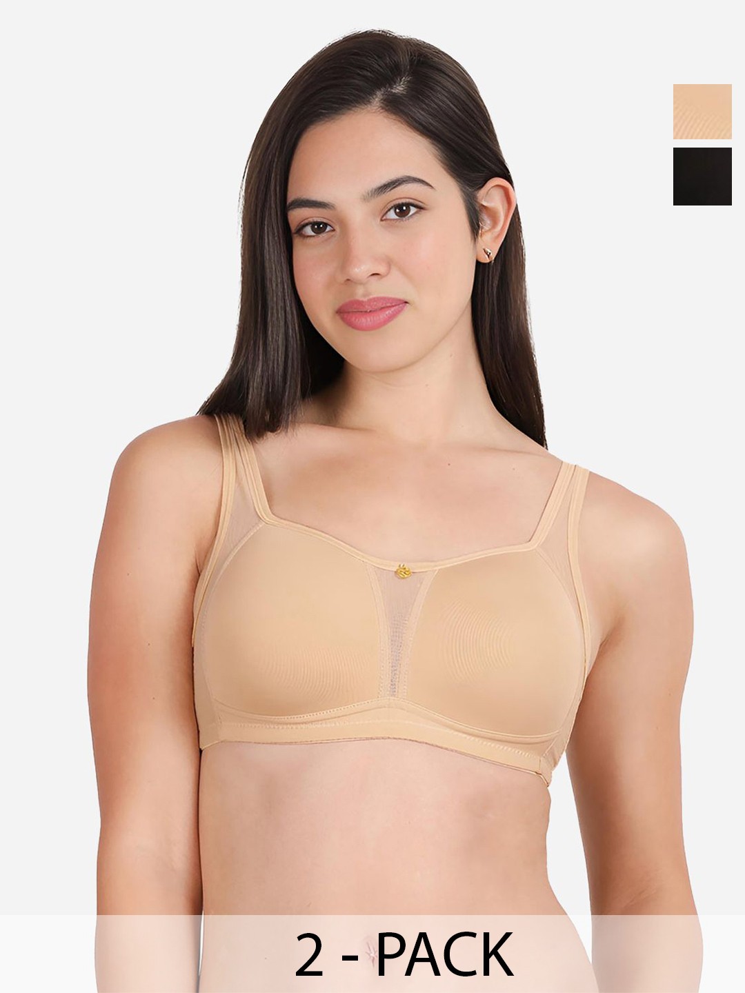 

shyaway Pack of 2 Women Solid Full Coverage Lightly Padded Bra, Black