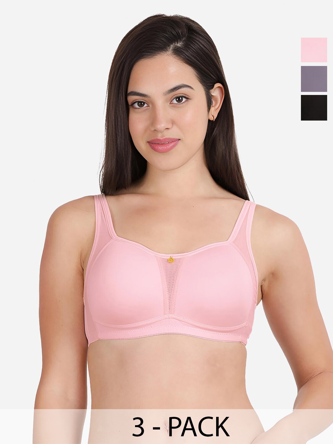 

shyaway Pack of 3 Women Solid Full Coverage Lightly Padded Bra, Pink
