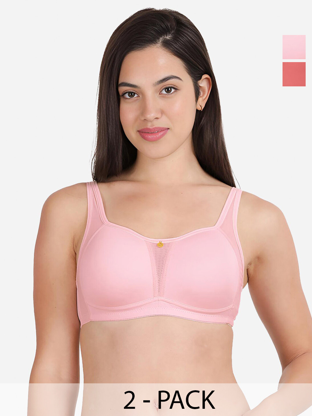 

shyaway Pack Of 2 Full Coverage Lightly Padded Minimizer Bra- All Day Comfort, Pink