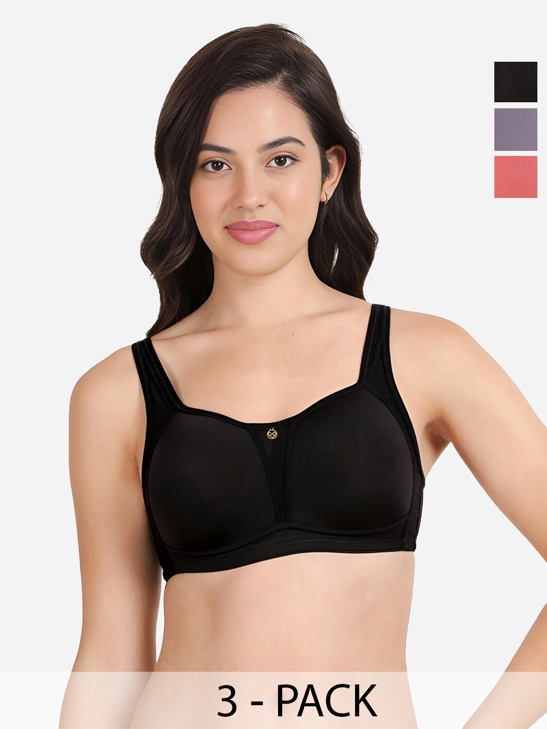 

shyaway Pack of 3 Women Solid Full Coverage Lightly Padded Bra, Black