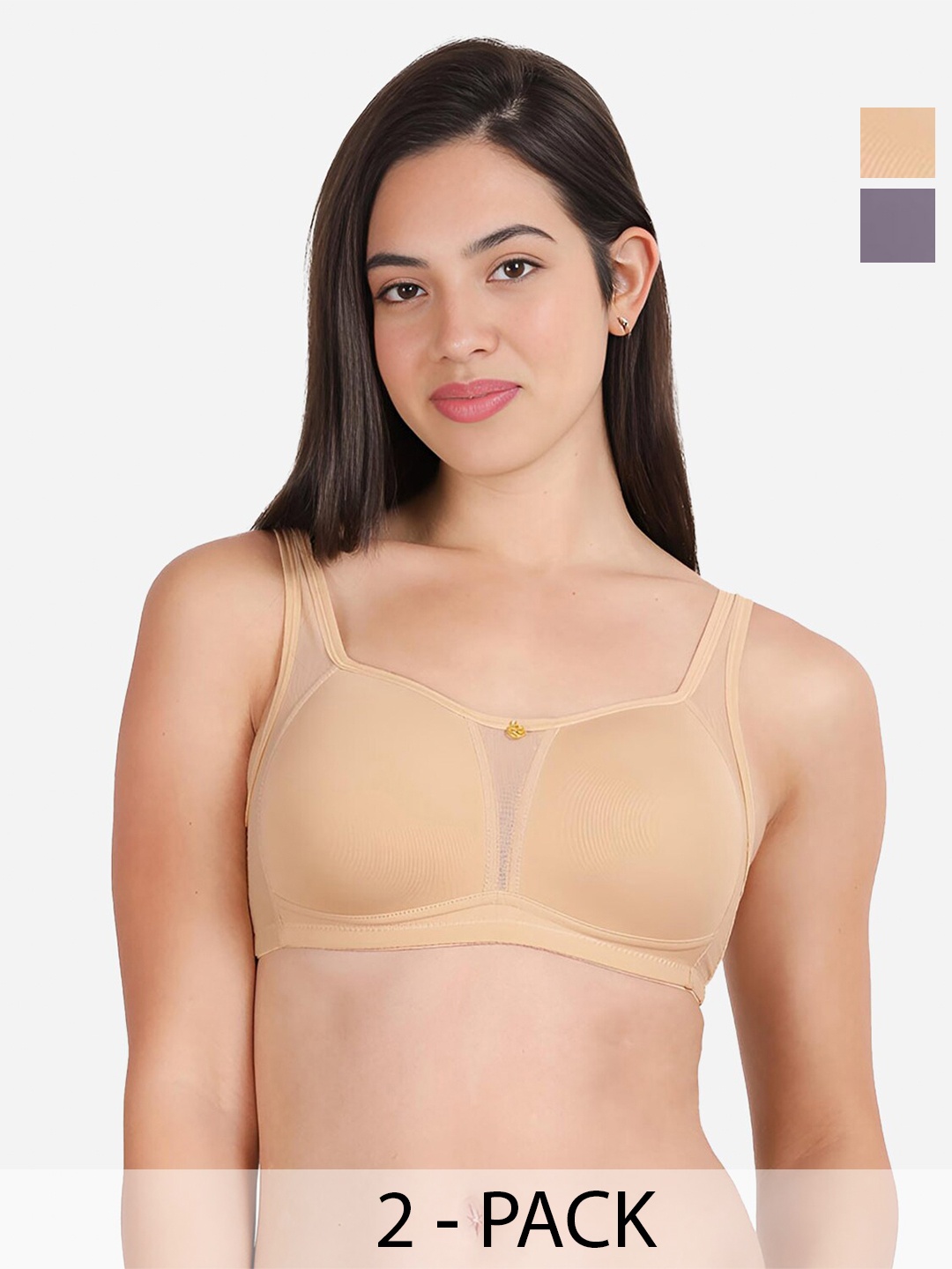 

shyaway Pack of 2 Women Solid Full Coverage Lightly Padded Bra, Beige