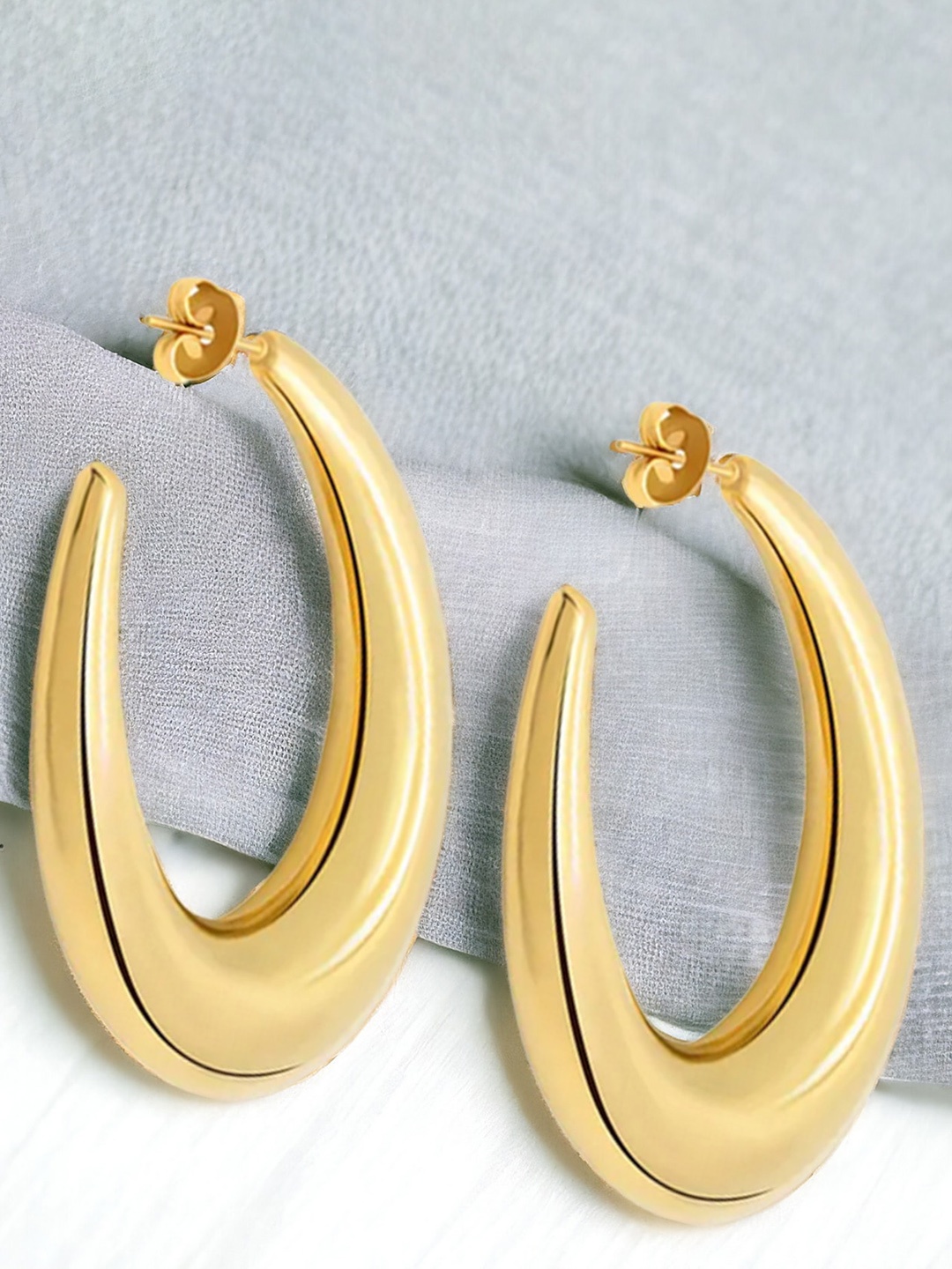 

Okos Gold-Plated Contemporary Half Hoop Earrings