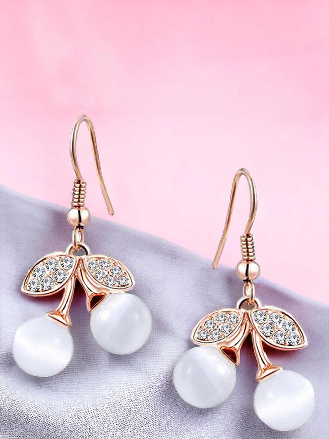 

Okos Rose Gold-Plated Contemporary Drop Earrings