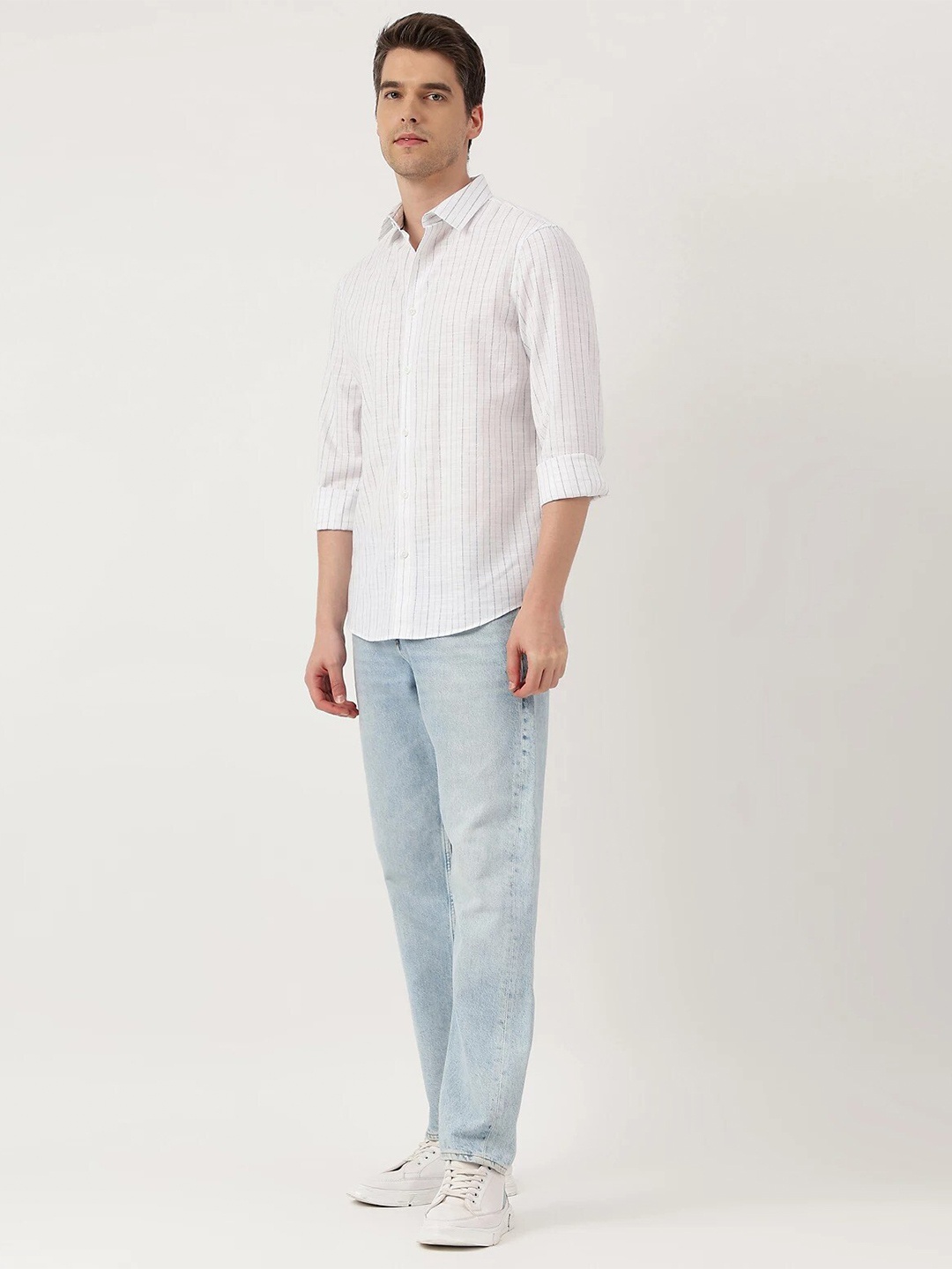

Marks & Spencer Grid Tattersall Checked Pure Cotton Casual Shirt, White