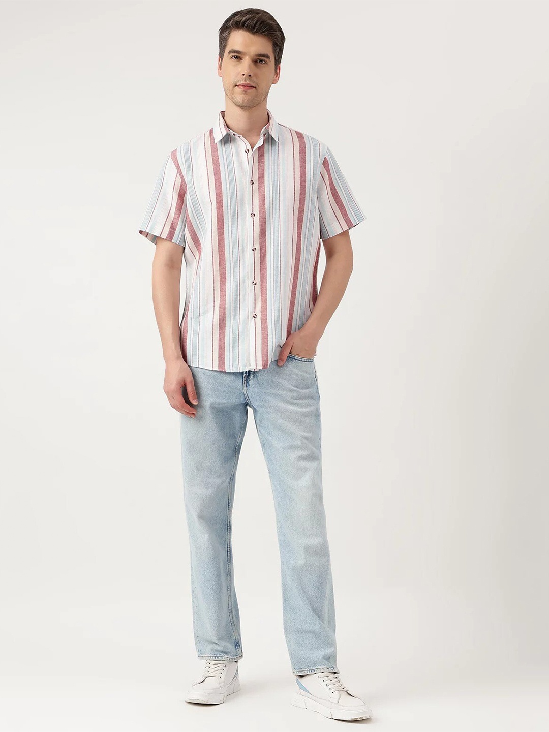 

Marks & Spencer Multi Striped Spread Collar Casual Shirt, Blue