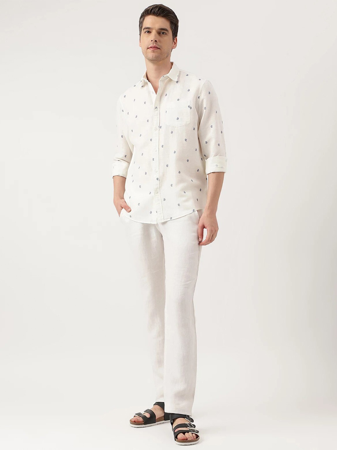 

Marks & Spencer Micro Ditsy Printed Linen Cotton Casual Shirt, White