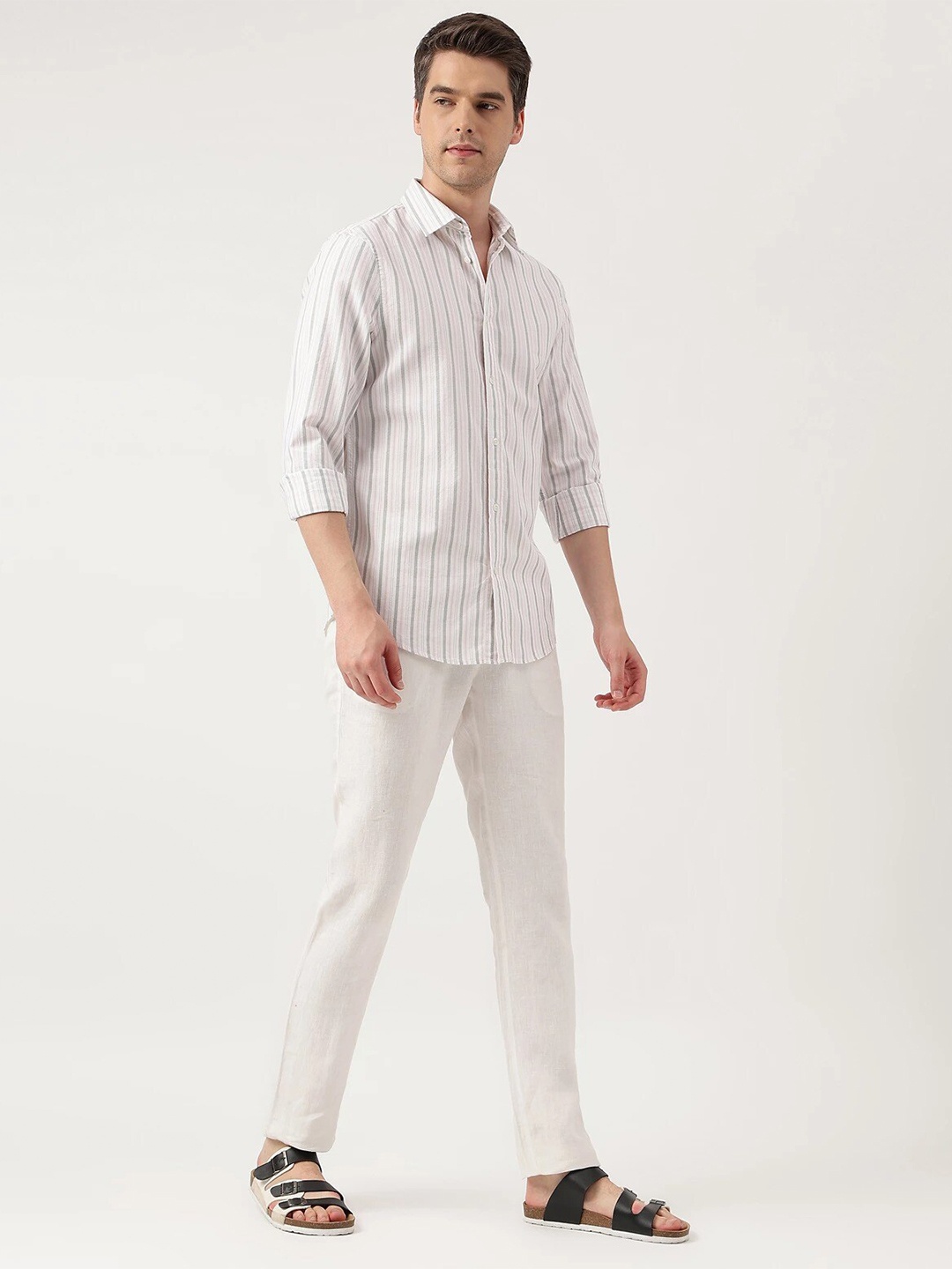 

Marks & Spencer Vertical Striped Spread Collar Pure Cotton Casual Shirt, Pink