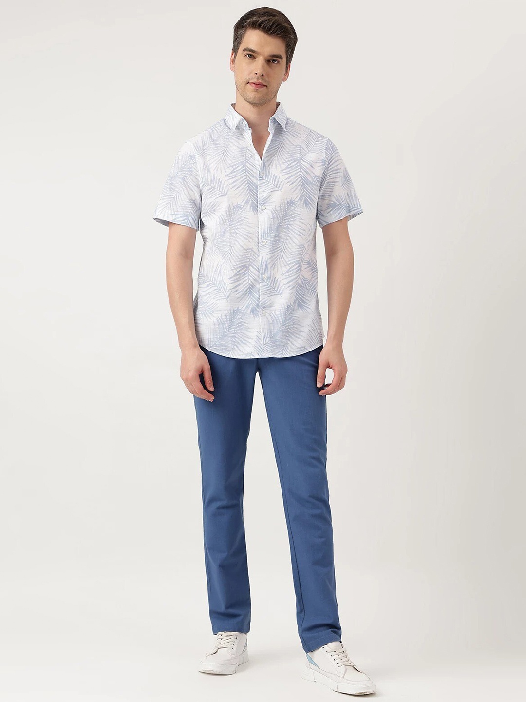 

Marks & Spencer Floral Opaque Printed Cotton Casual Shirt, Blue