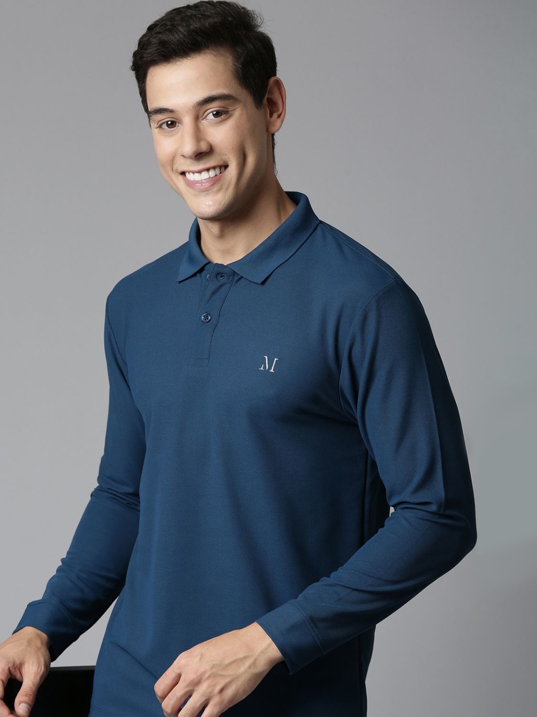

MAXZONE Polo Collar Long Sleeves T-shirt, Blue