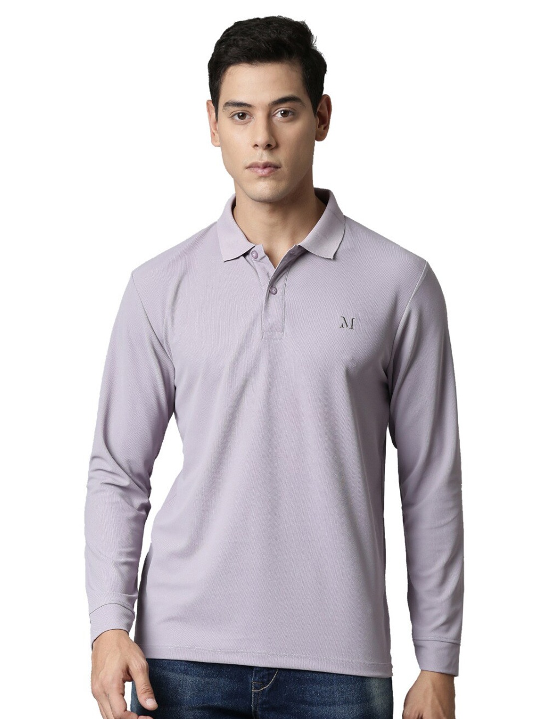 

MAXZONE Polo Collar Long Sleeves T-shirt, Lavender