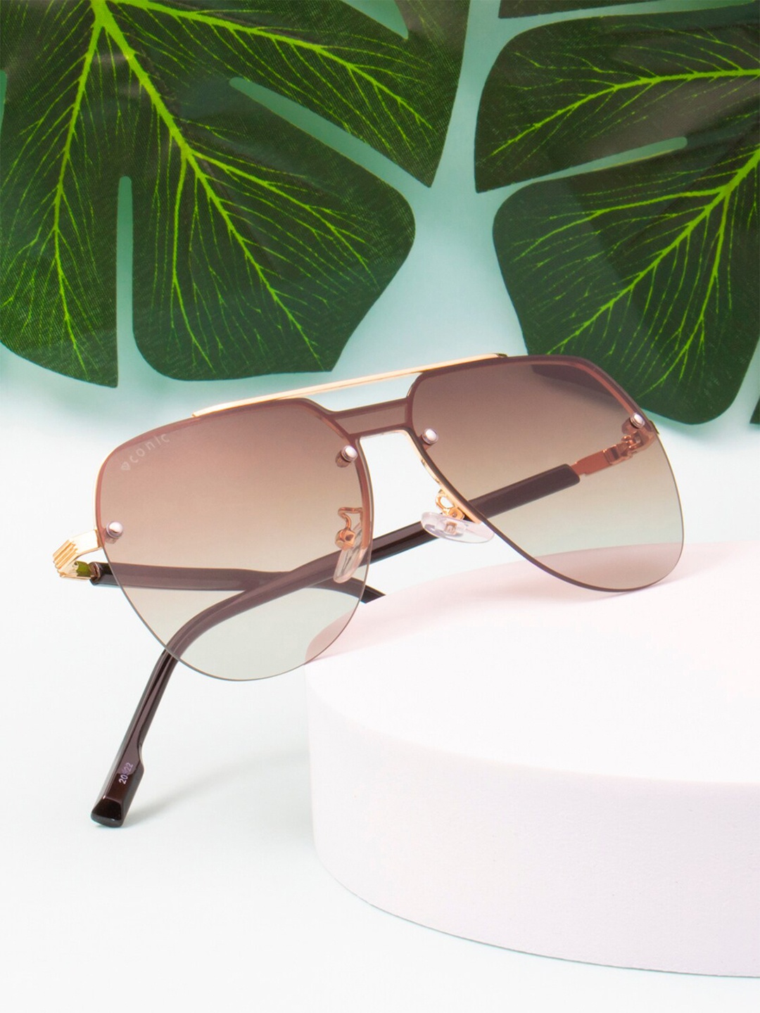 

Ted Smith Unisex Aviator Sunglasses with UV Protected Lens BILLIE_C3, Brown