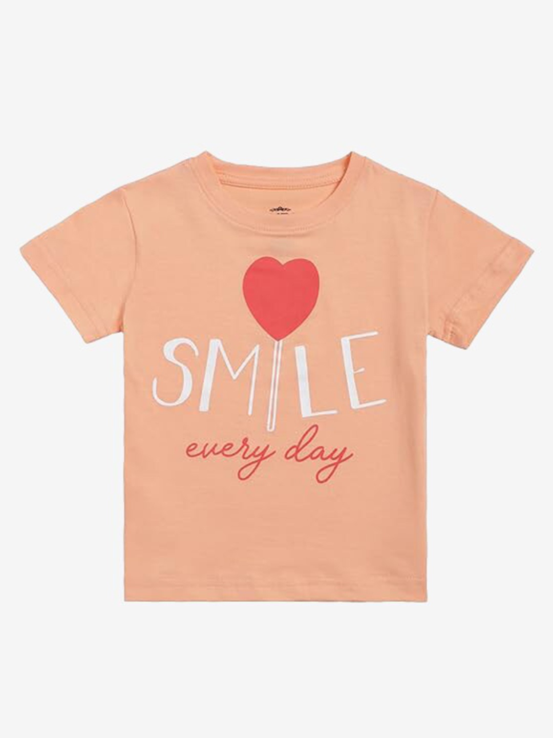 

DYCA Girls Typography Round Neck Printed Cotton T-shirt, Peach