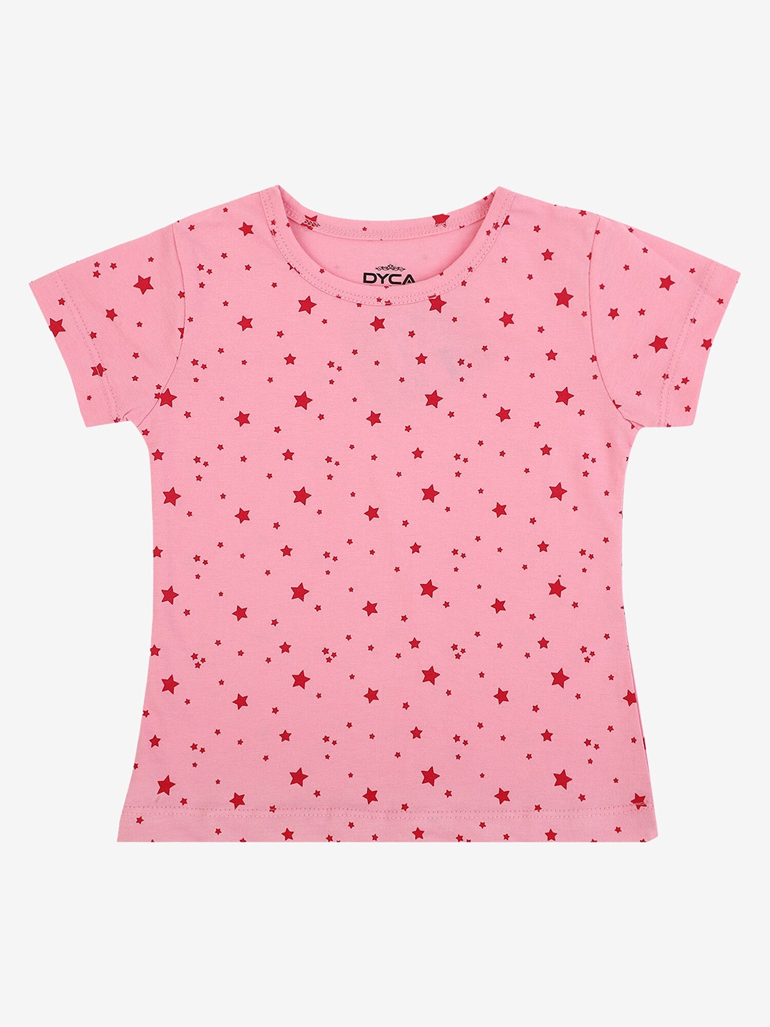 

DYCA Girls Conversational Printed Round Neck Cotton T-shirt, Pink