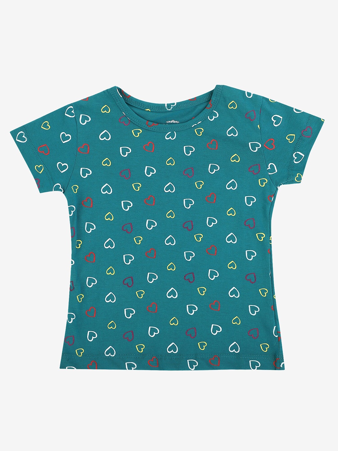 

DYCA Girls Printed Round Neck Cotton T-shirt, Green