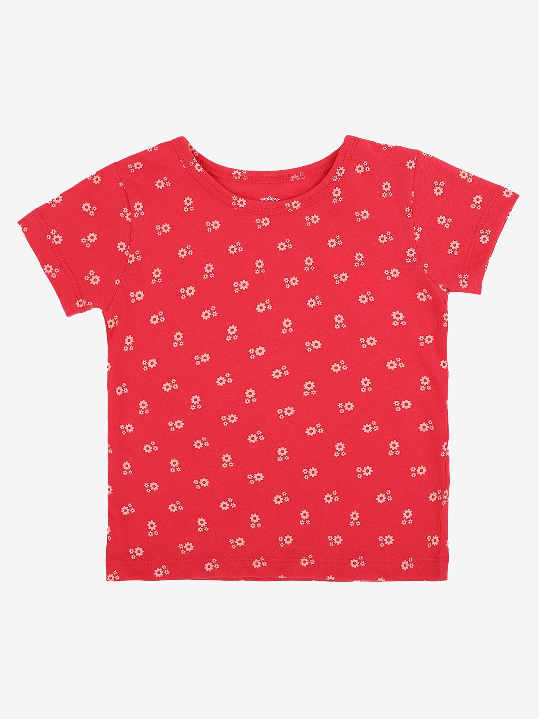 

DYCA Girls Conversational Printed Round Neck Half Sleeves Tshirt, Pink