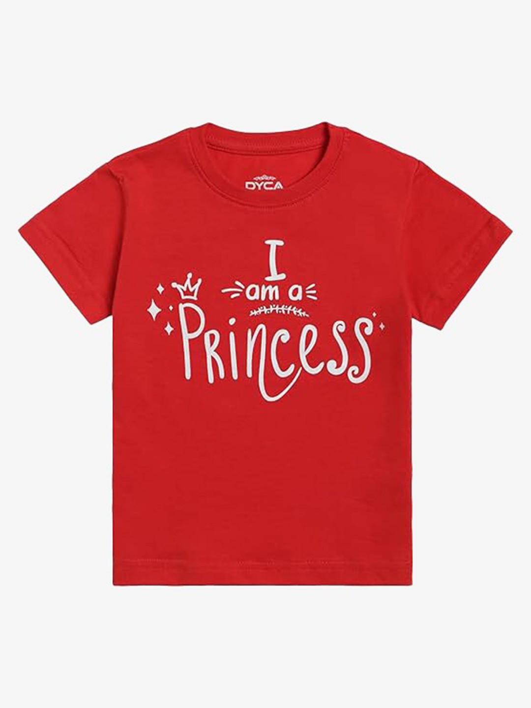

DYCA Girls Typography Printed Round Neck Half Sleeves Tshirt, Red