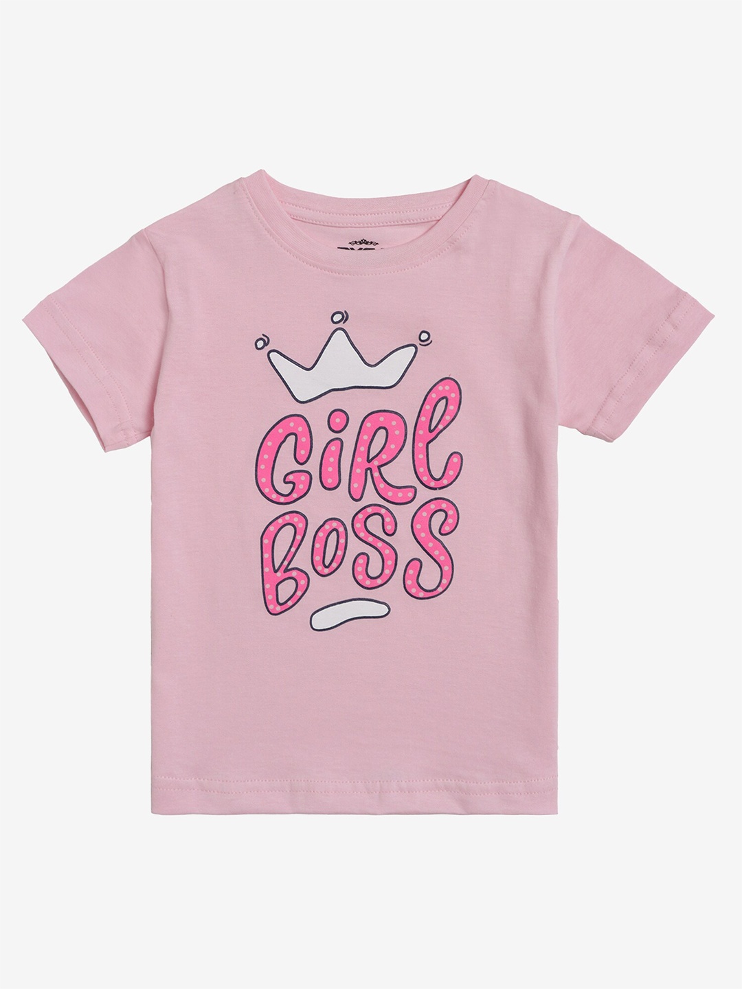 

DYCA Girls Typography Printed Round Neck Cotton T-shirt, Pink